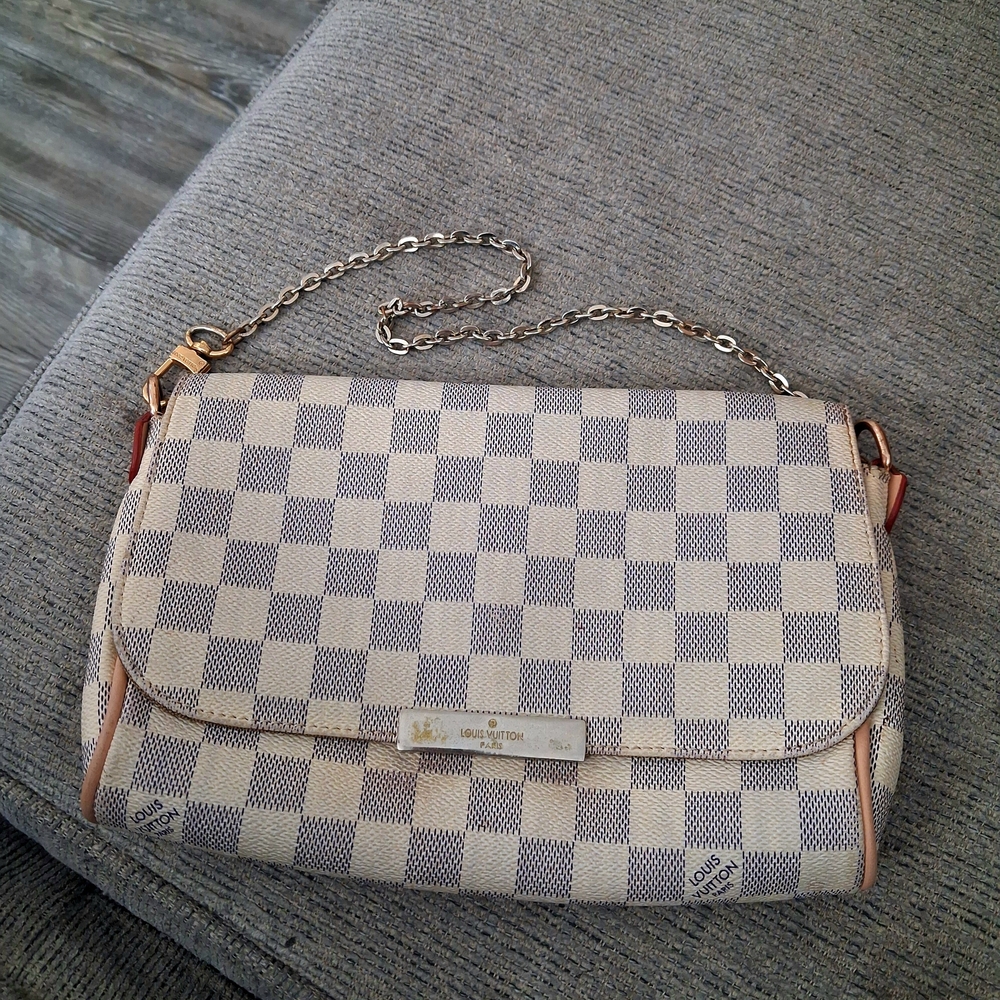 Louis Vuitton Beige and Gray Checkered Crossbody Bag